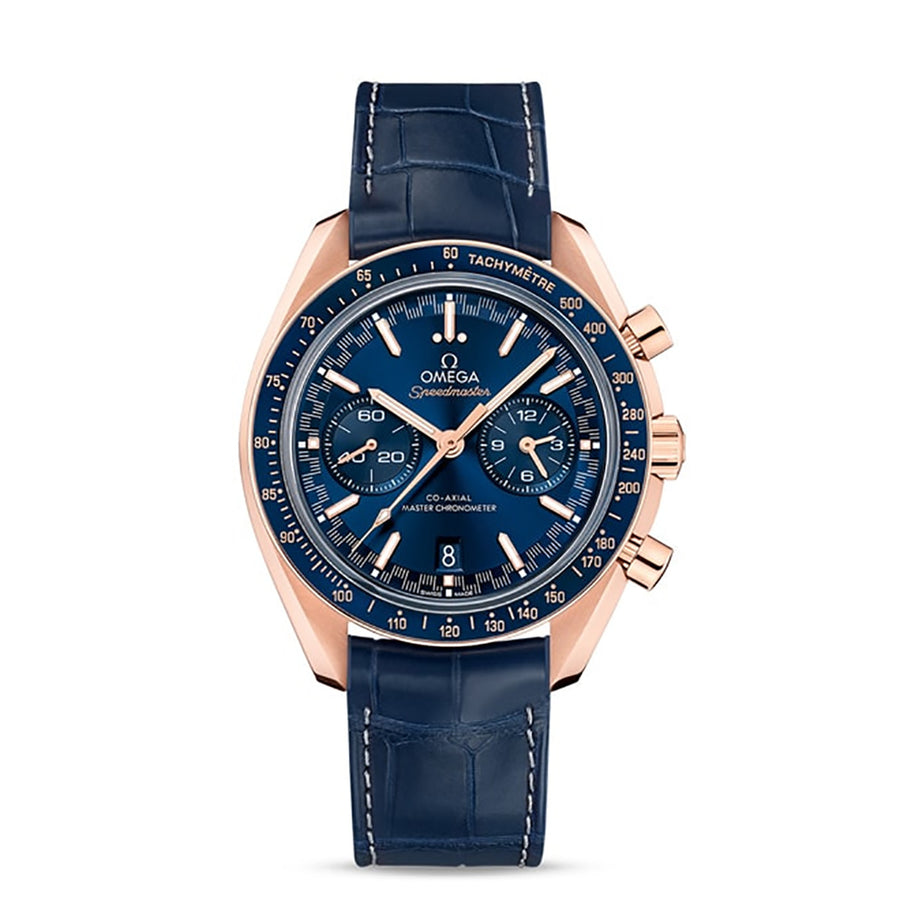44.25mm Speedmaster Racing Watch with Blue Dial in 18K Rose Gold, Strap