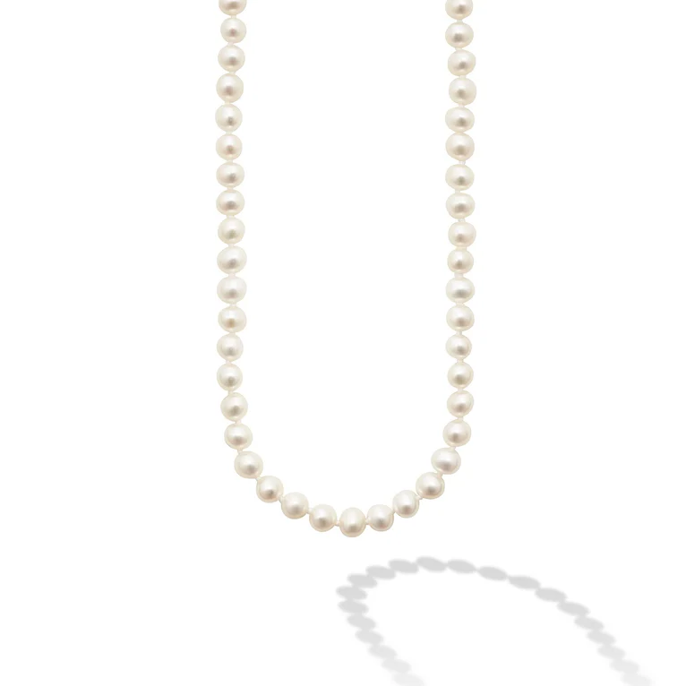6mm Pearl Luna 18" Strand Necklace in Sterling Silver and 18K Yellow Gold