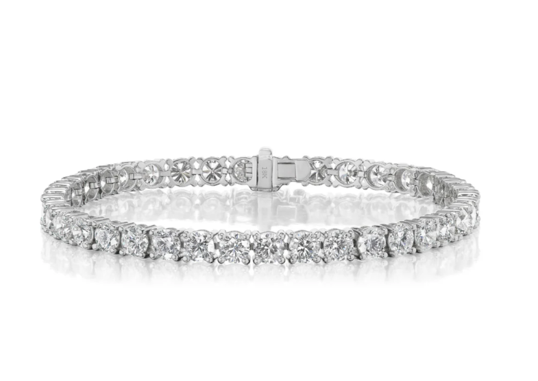 3.00ct Round Brilliant Diamond 4-Prong Tennis Bracelet in 18K White Gold, 7"