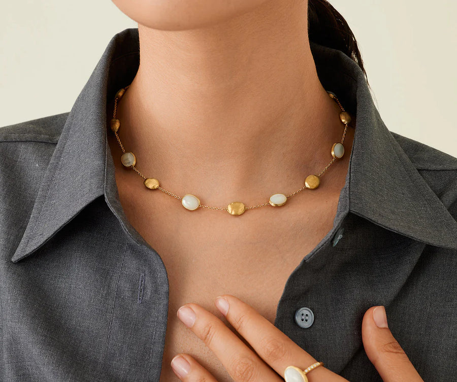 Siviglia Mother of Pearl Necklace in 18K Yellow Gold, 16.5"
