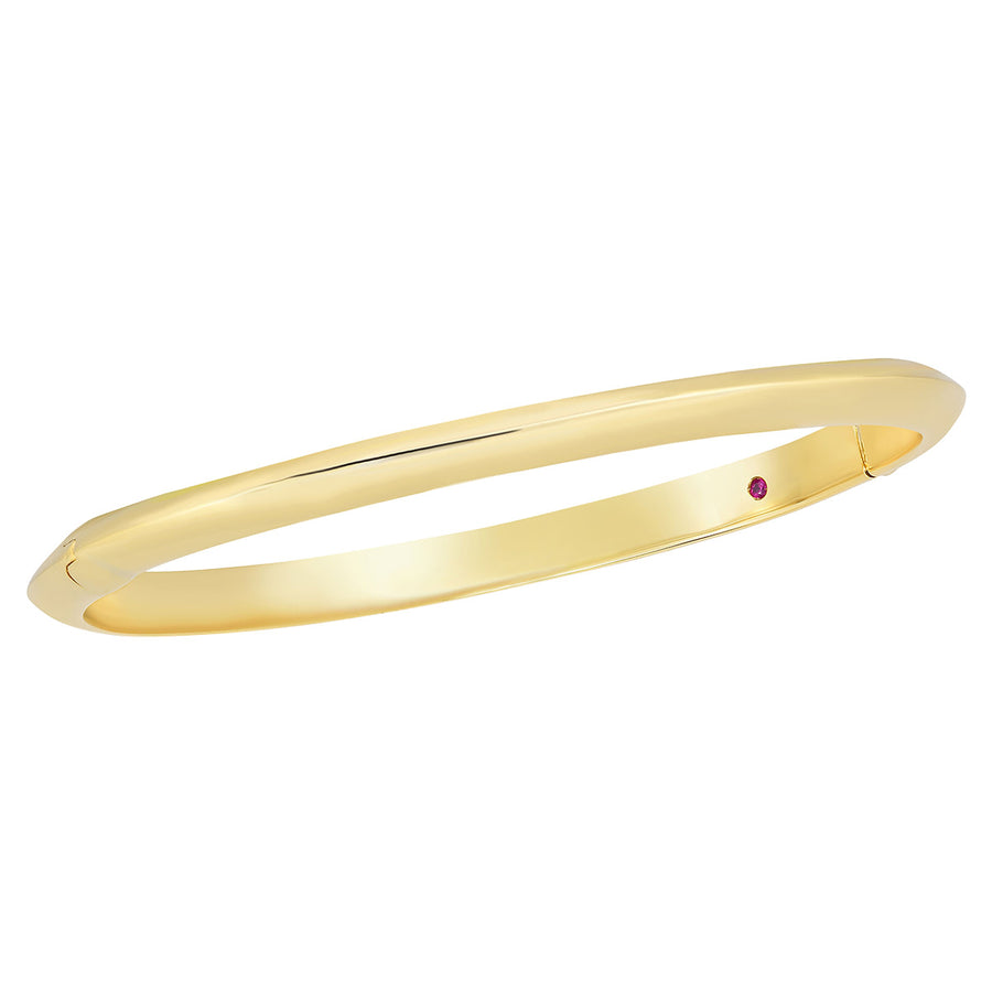 Designer Gold Knife Edge Hinged Bangle Bracelet in 18K Yellow Gold