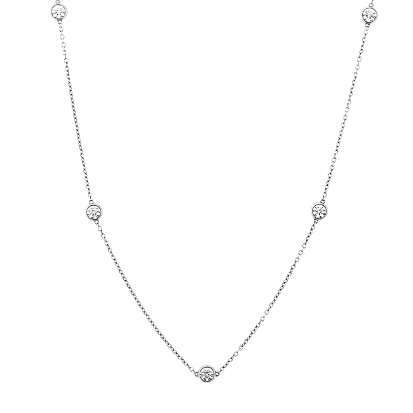 Bezels by the Yard 0.90-1.00ct Diamond Station Necklace in 18K White Gold, 18"