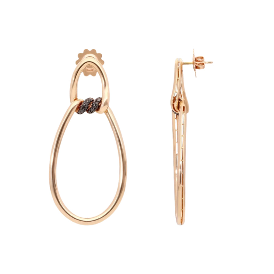 Cialoma Black Diamond Doorknocker Earrings in 18K Rose Gold