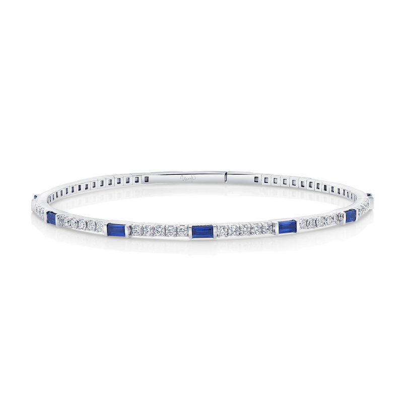 Axis 0.96ct Baguette Sapphire and 0.73ct Diamond Bangle Bracelet in 18K White Gold