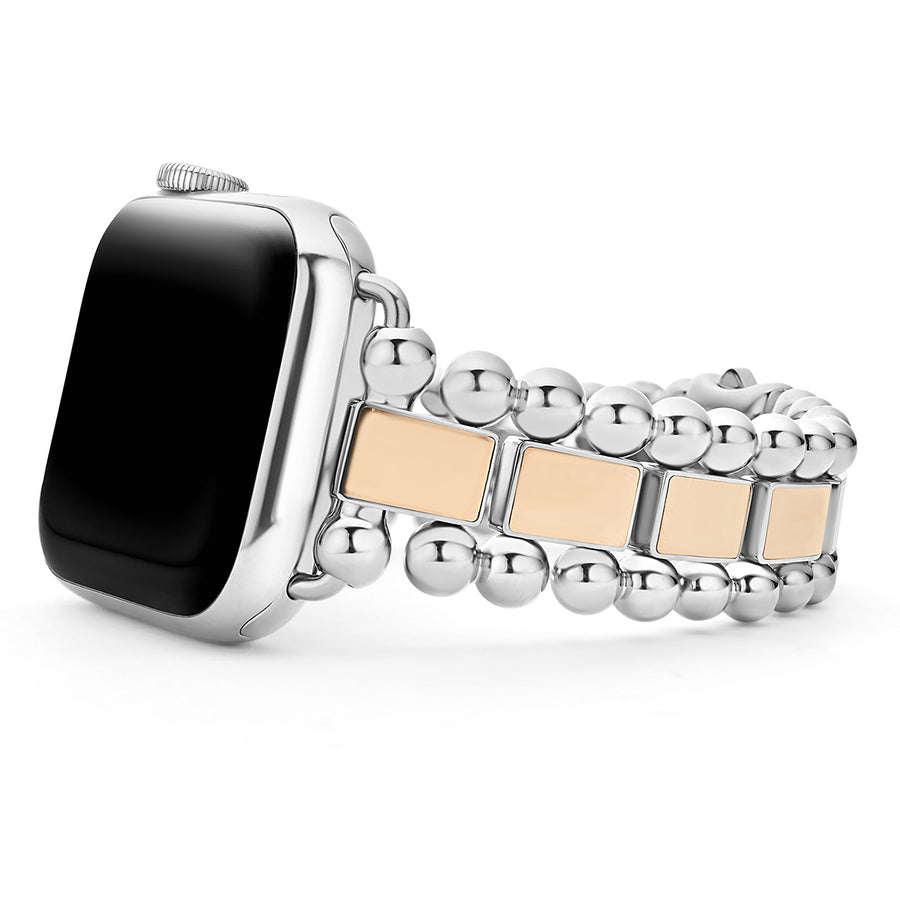 STAINLESS STEEL AND 18K ROSE GOLD 42MM SMART CAVIAR LINK WATCHBAND SIZE 8