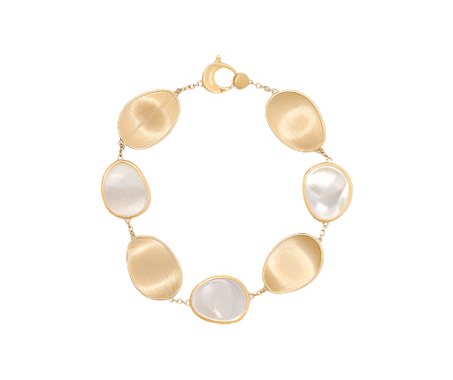 Lunaria Mother of Pearl Bracelet in 18K Yellow Gold, 7"