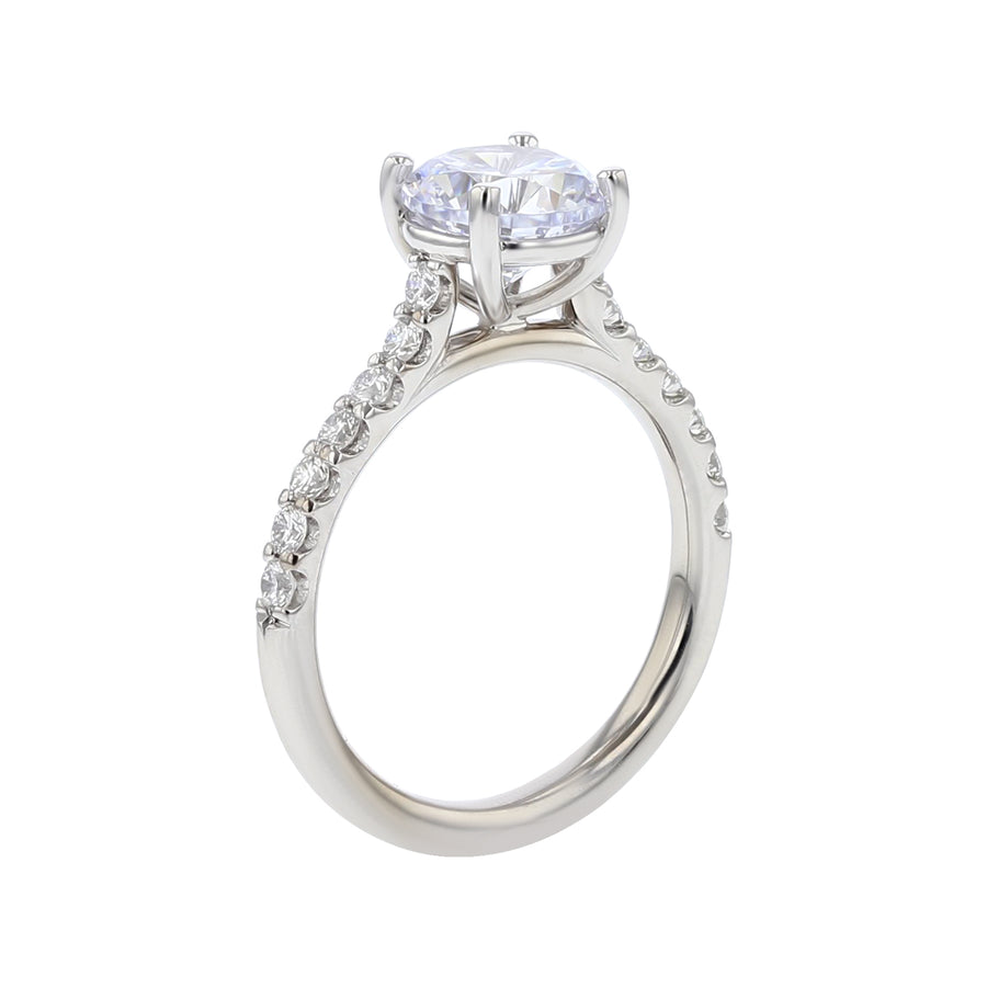 Comfort Fit 0.38ct Diamond Ring Semi Mount in 18K White Gold and Platinum, Size 6