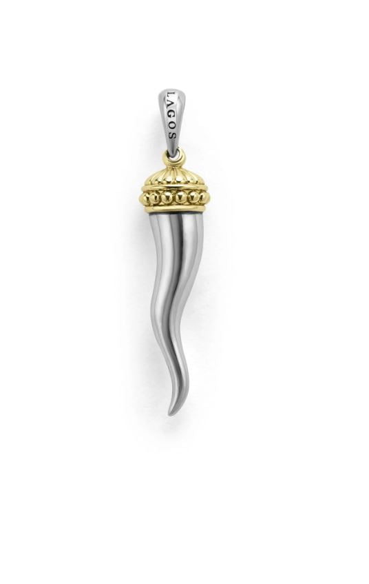Anthem Horn Pendant without Chain in 18K Yellow Gold and Sterling Silver