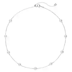 Station 6-6.5mm Akoya Pearl Chain Necklace in 18K White Gold, 18"