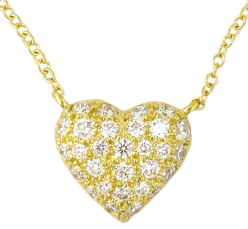 0.85Ct Diamond Heart Necklace in 18K Yellow Gold, 16" chain