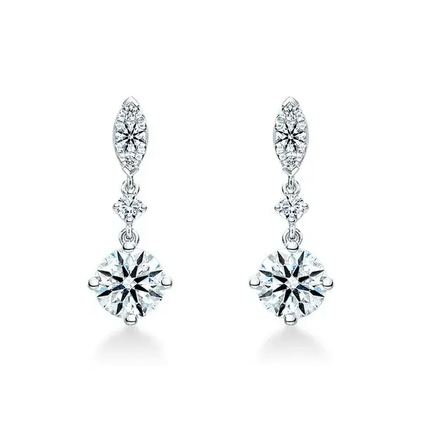 Aerial 1.11-1.17ct Diamond Petite Drop Earrings in 18K White Gold