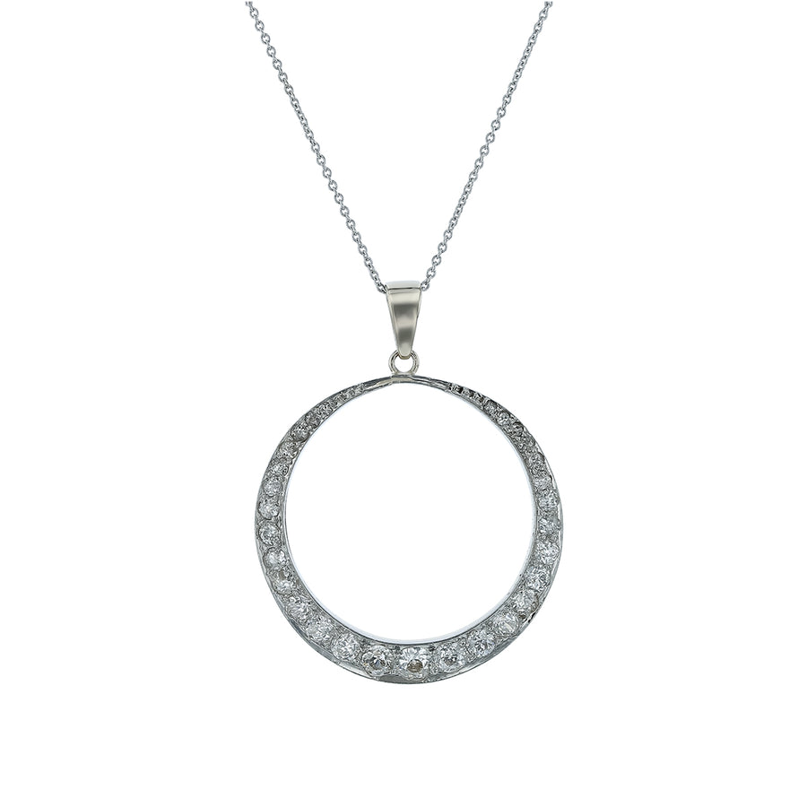 1.40ct Diamond Edwardian Circle Pendant in 18K Yellow Gold and Platinum, 16" chain