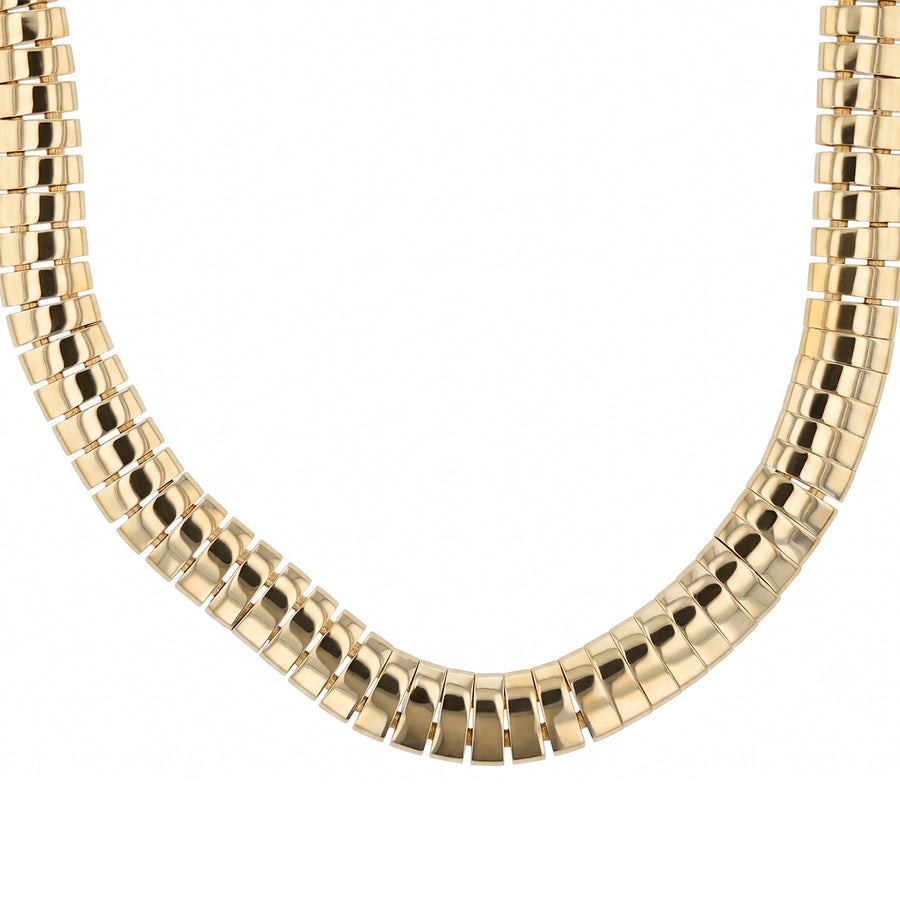 Tubogas 10mm Domed Link Necklace in 14K Yellow Gold 17"