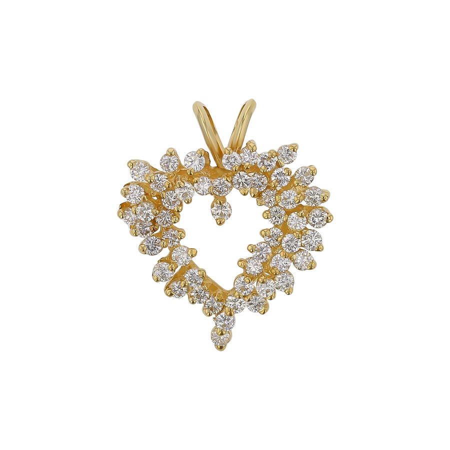 1.58ct Round Diamond Heart Pendant in 14k Yellow Gold, Without Chain