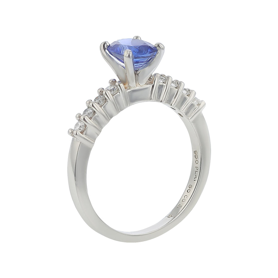 1.02ct Ceylon Cushion Sapphire (H) and 0.16ct Diamond Ring in Platinum, Size 6