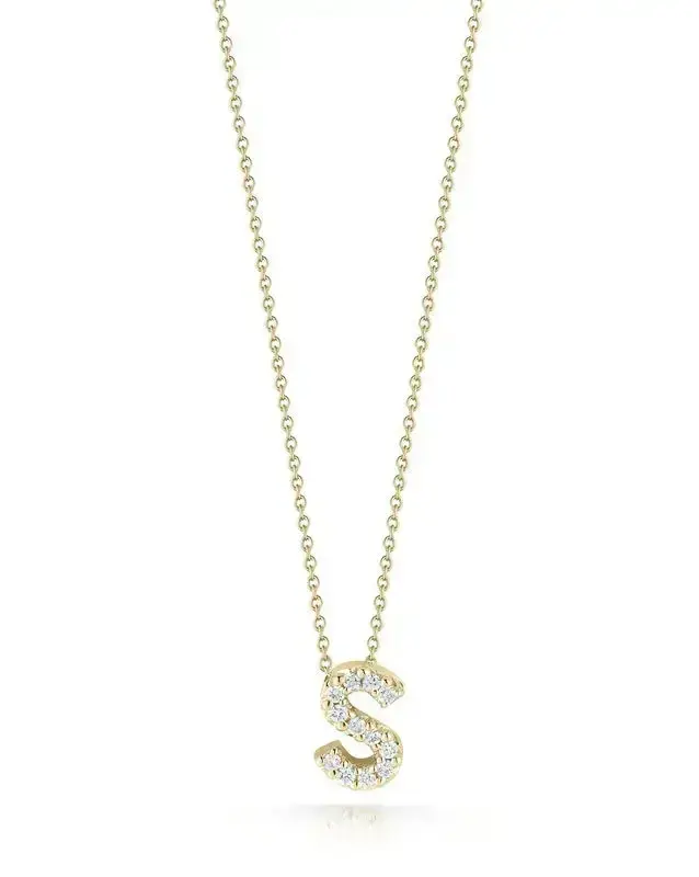 Tiny Treasures 0.05ct Diamond Love Letter "S" Pendant in 18K Yellow Gold, on 16-18" chain