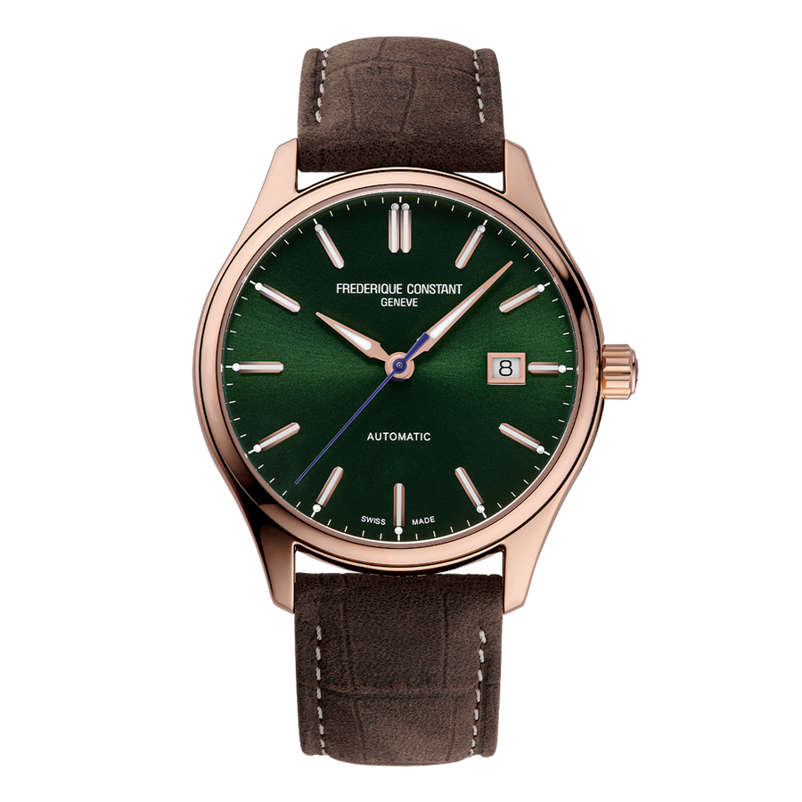 40mm Classics Index Automatic Watch with Green Dial in Stainless Steel with Rose Gold, Strap