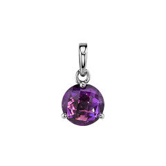 1.58ct Amethyst (Heated) 8mm 3 Prong Pendant in 14K White Gold, 18" chain