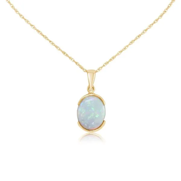 1.48ct Australian Opal Bezel Set Pendant in 14K Yellow Gold, 18"chain