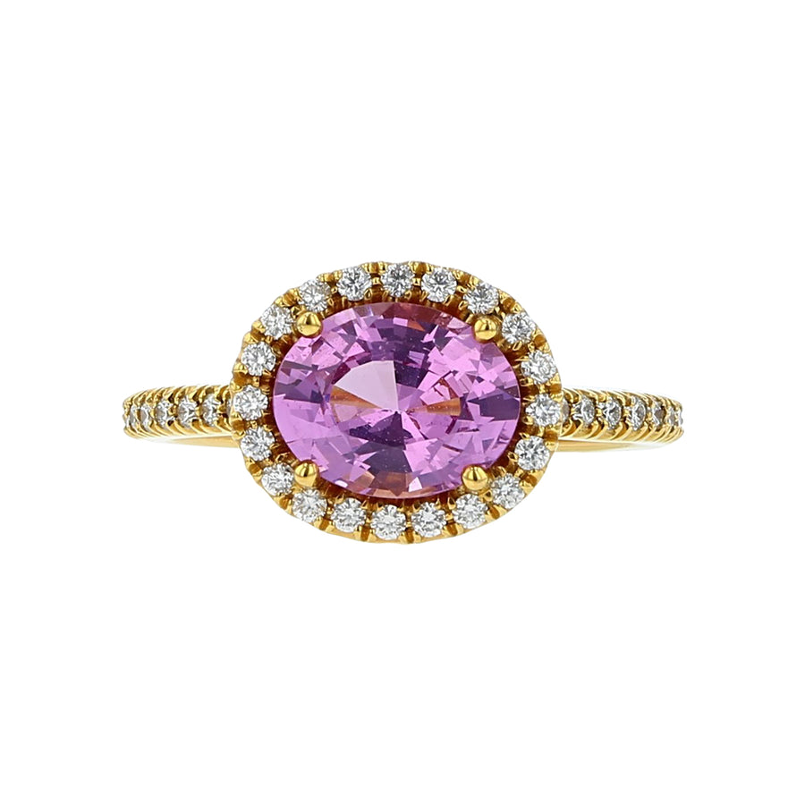 2.05 Pink Spinel and 0.32Ct Diamond Halo Ring in 20K Rose Gold, Size 6.25