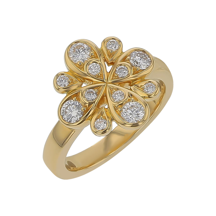 Scallop Jubilee Diamond Ring in 18K Yellow Gold