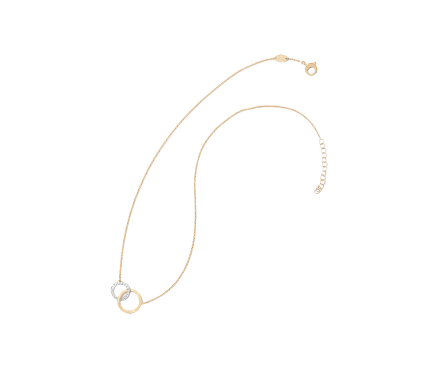 Jaipur 0.14ct Diamond Hand Engraved Interlocking Necklace in 18K Yellow and White Gold, 16.5"