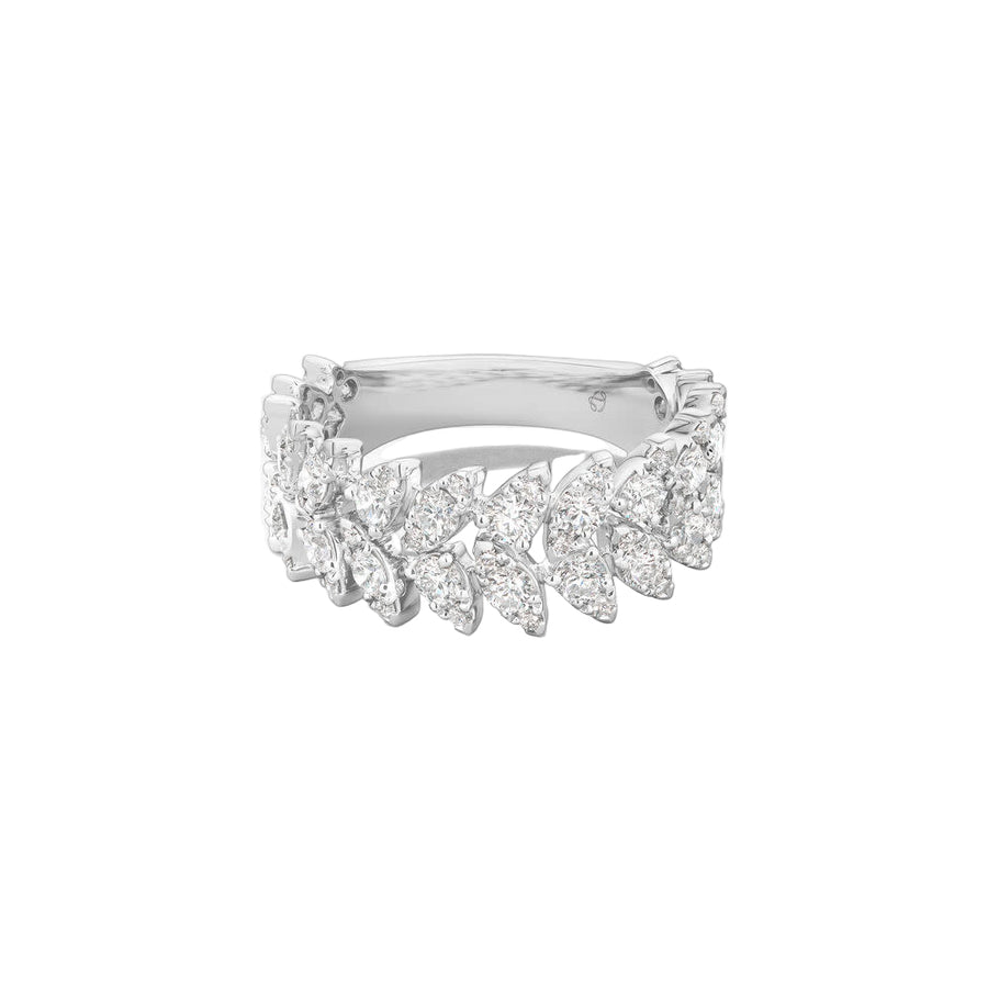 Aerial 1.57ct Diamond Double Dewdrop Ring in 18K White Gold, size 6.5