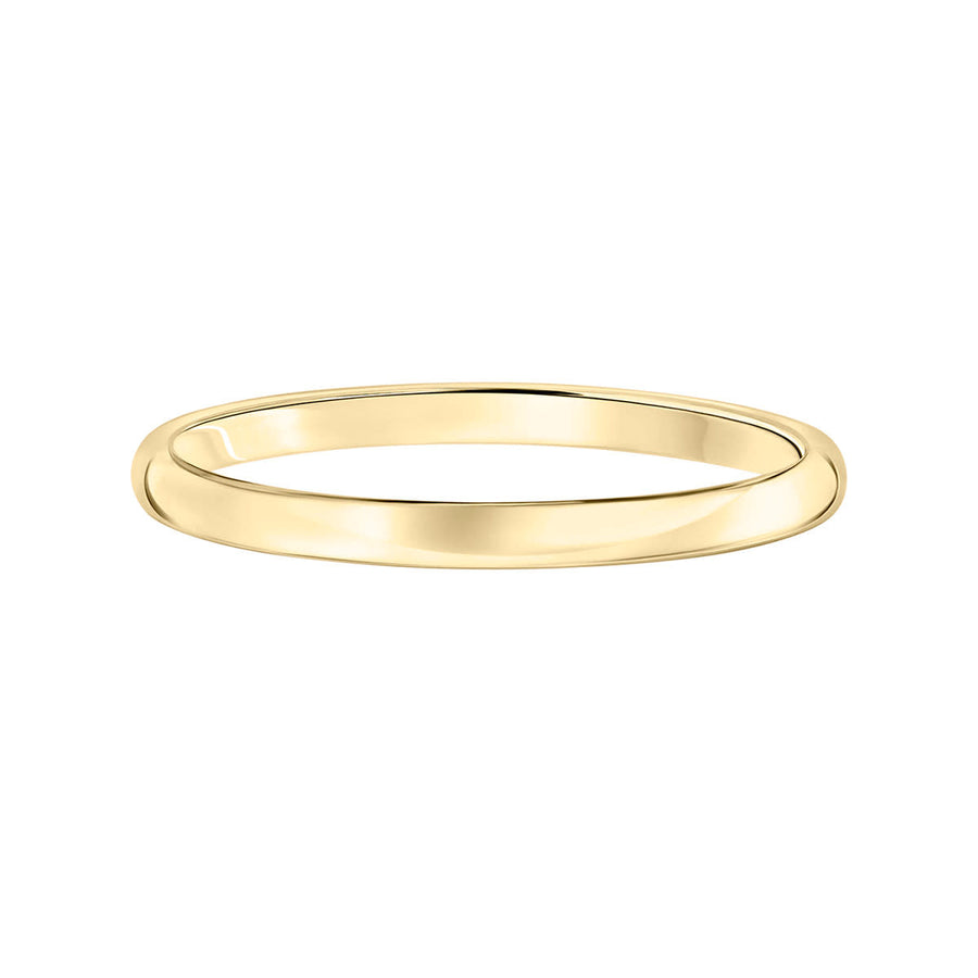 2mm Low Dome Comfort Fit Plain Wedding Band in 18K Yellow Gold, Size 5