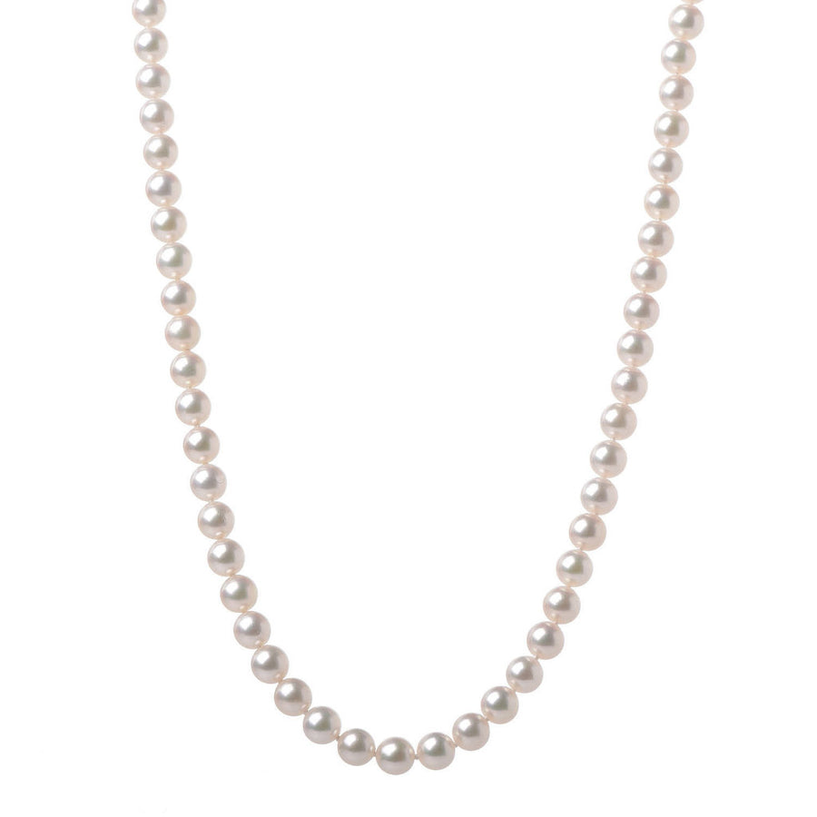 7x6.5mm Akoya Pearl Strand Necklace with 14K White Gold Corrugated Clasp, 16"