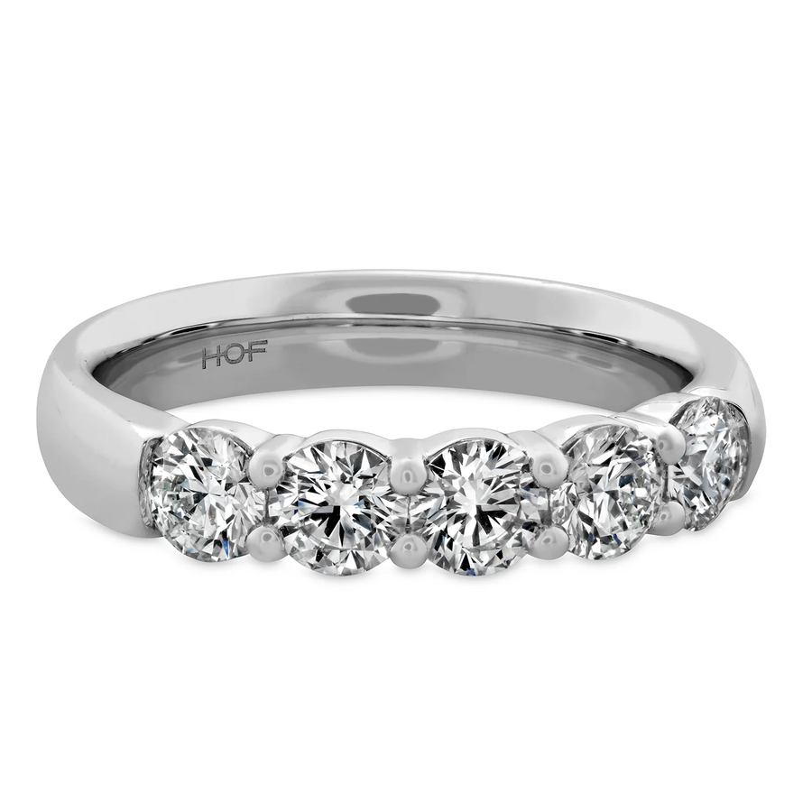 1.00-1.10Ct Diamond Signature 5 Stone Band in 18k White Gold, Size 6.5