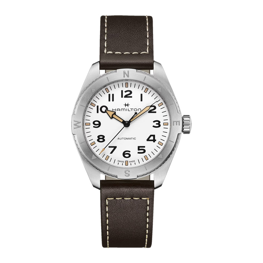 41mm Khaki Field Expedition Automatic Watch with White Dial in Stainless Steel, Strap