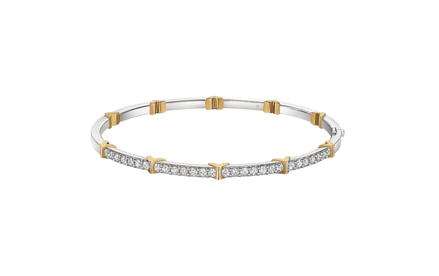 Copley 0.90ct Diamond Bangle Bracelet in 18K White and Yellow Gold