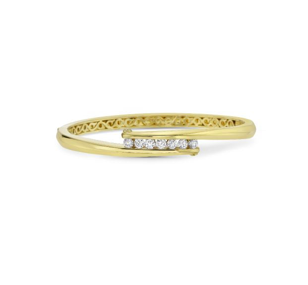 1.01ct Diamond Clutch Bangle Bracelet in 18K Yellow Gold