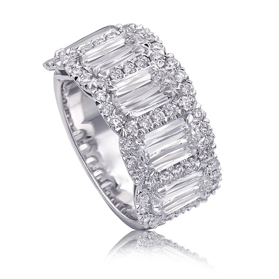 Crisscut Diamond Halo Wedding Band