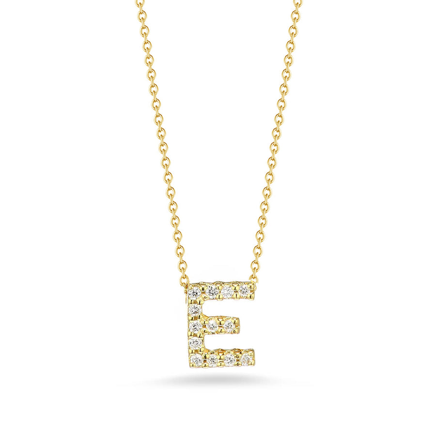 Tiny Treasures 0.06ct Diamond Love Letter "E" Pendant in 18K Yellow Gold on 16-18" chain