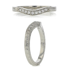 0.09ct Full Cut Diamonds Curved Wedding Band in Platinum, size 7