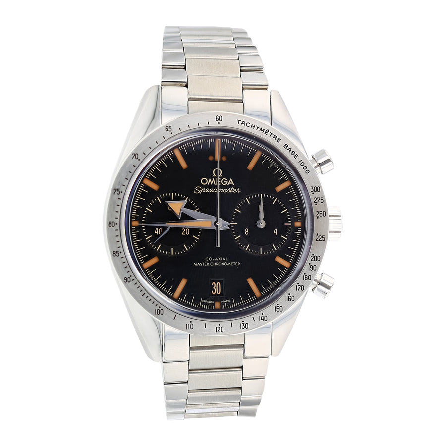 41mm Omega Speedmaster 57' Heritage Watch with Black Dial in Stainless Steel, Bracelet