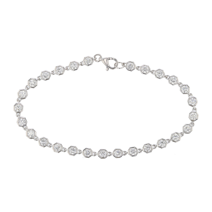 Hex Collection 2.54ct Diamond Line Bracelet in 18K White Gold, 6.5"