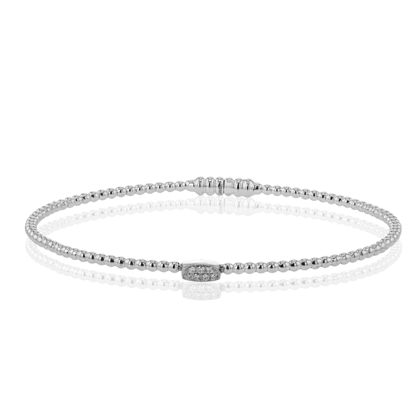 0.06ct Diamond Station Bangle Bracelet in 18K White Gold