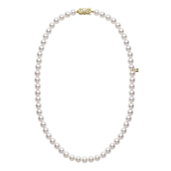 Classic 6.5x6mm A Akoya Pearl Princess Strand Necklace in 18K Yellow Gold, 18"