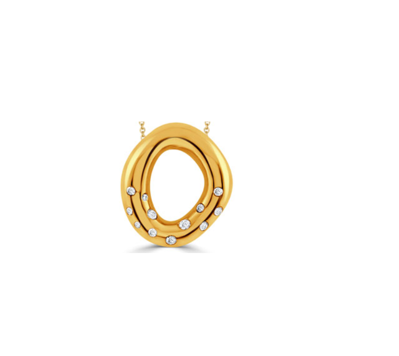 Pouf 0.22ct Diamond Round Open Pendant in 18K Yellow Gold, without chain