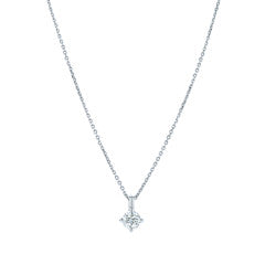 0.50ct Round Brilliant Diamond 4 Prong Solitaire Pendant in 14K White Gold, 16-18" chain