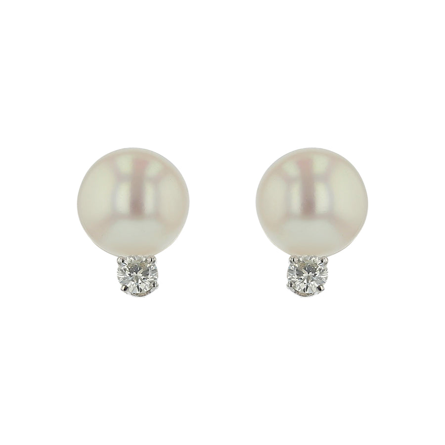 9-9.5mm Akoya Pearland 0.26ct Diamond Earrings in 18K White Gold
