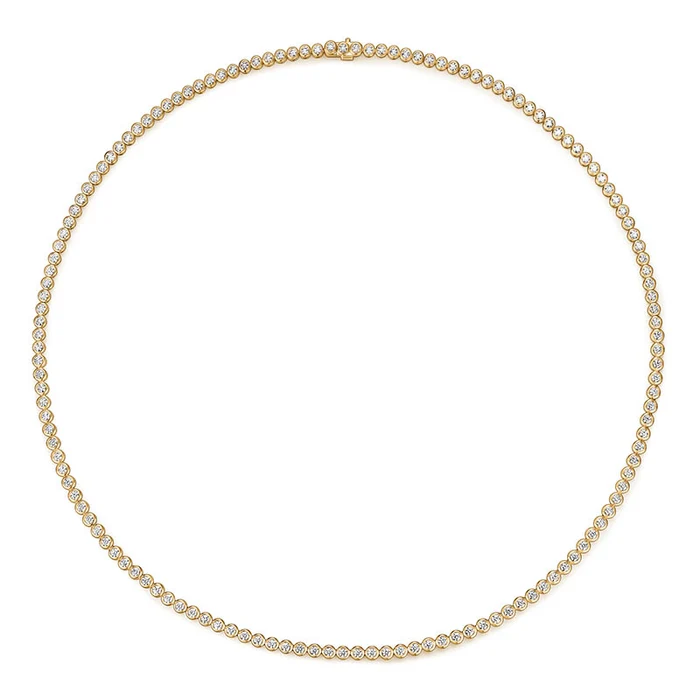 4.36ct Diamond Bezel Set Line Necklace in 18K Yellow Gold, 18"