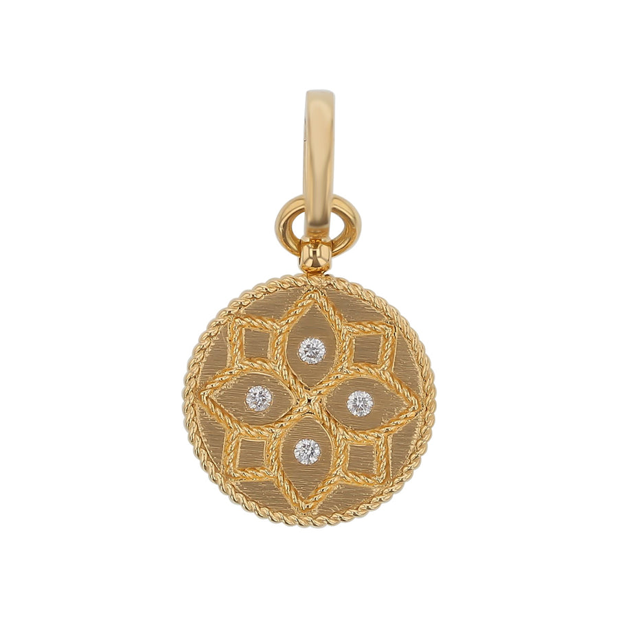 Venetian Princess 0.06ct Diamond Small Medallion Pendant in 18K Yellow Gold