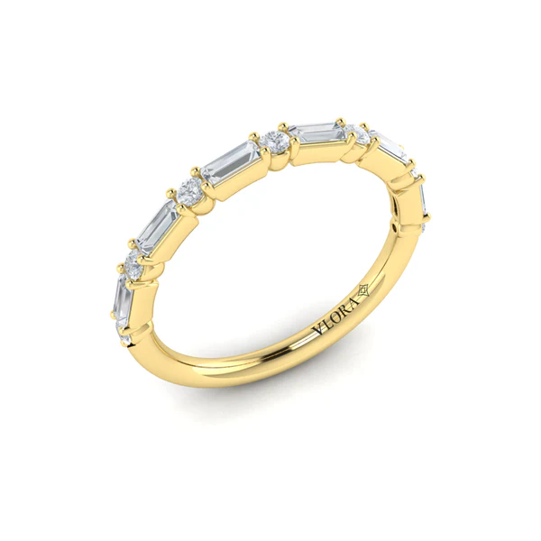 Crowned 0.52ct Diamond Partway Band in 18K Yellow Gold, size 6.5