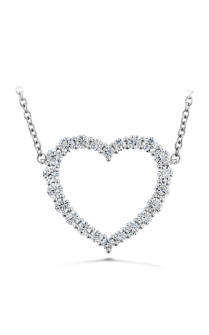 Signature 0.62-0.72ct Diamond Heart Necklace in 18K White Gold, 18"