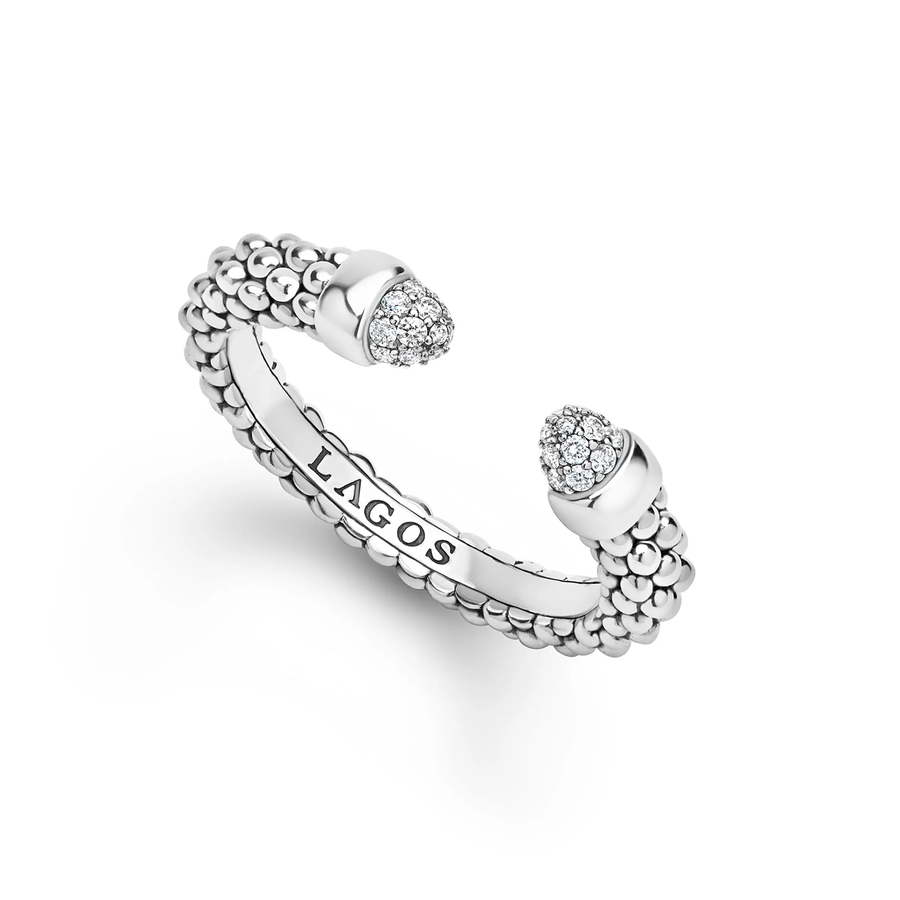 Signature Caviar 0.05ct Diamond 3mm Versa Stacking Ring in Sterling Silver, size 6