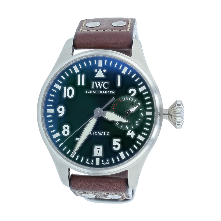 46mm IWC Big Pilots Watch with Green Dial in Stainless Steel, Strap