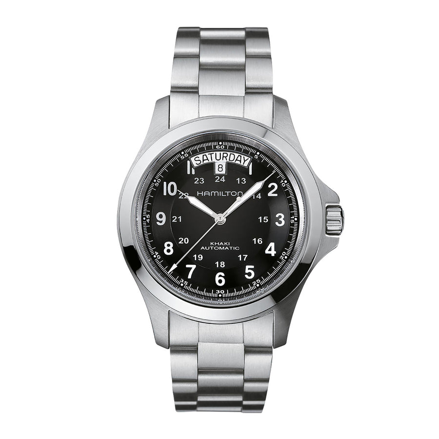 40mm Khaki Field King Automatic Watch with Black Dial in Stainless Steel, Bracelet
